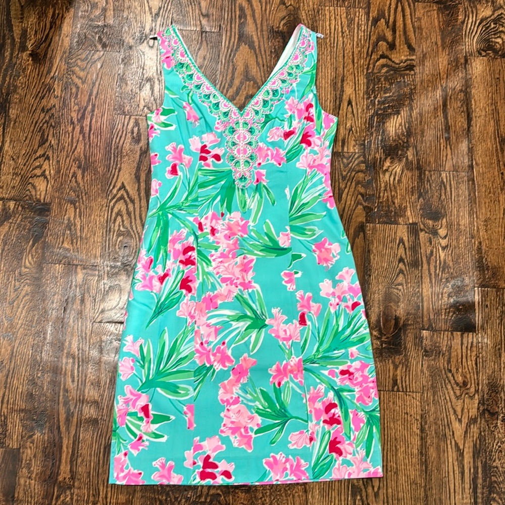 Lilly Pulitzer dress size 0 Isn’t She Lovely Vera Aqua al Fresco stretch shift